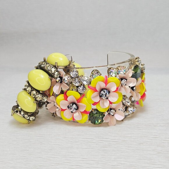 J. Crew FUN FLORAL AND CRYSTAL Lucite Cuff Bracelet - Picture 3 of 9